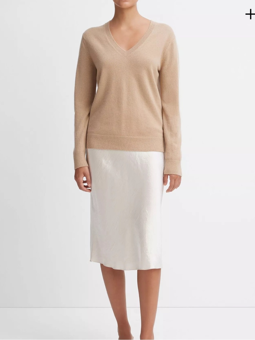 Vince Weekend Beige V-Neck Cashmere Sweater